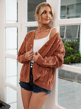 Cable Button Front Cardigan with Dual Pockets Sai Feel